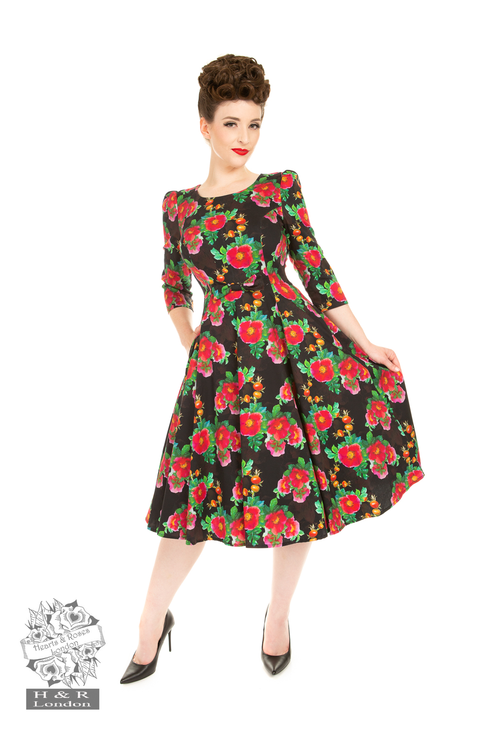 Berry Floral Swing Dress